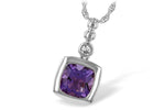 Allison Kaufman Amethyst & Diamond Necklace in 14K White Gold, 1.24 ctw