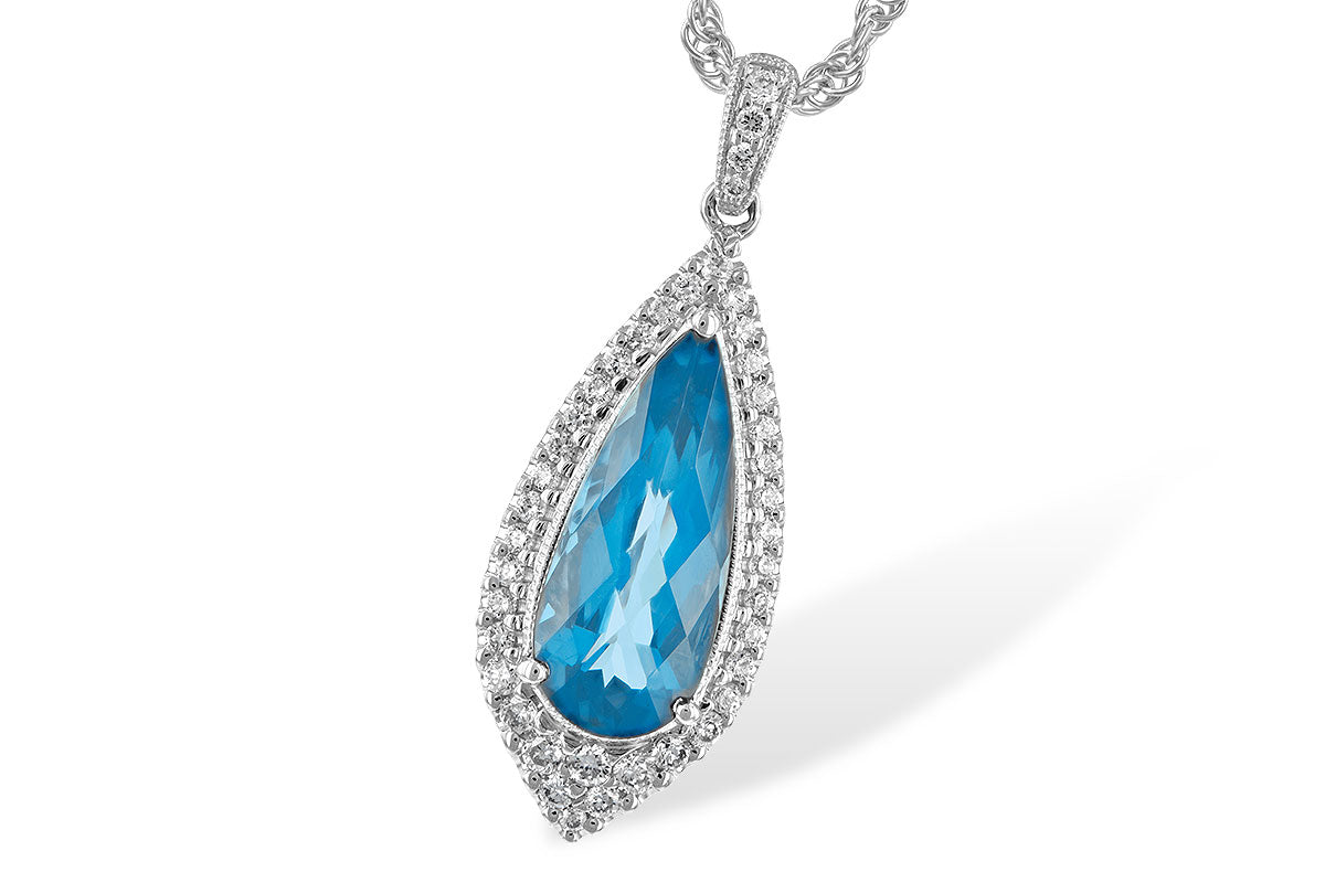 Allison Kaufman Blue Topaz & Diamond Necklace in 14K White Gold, 2.65 ctw (N8004)