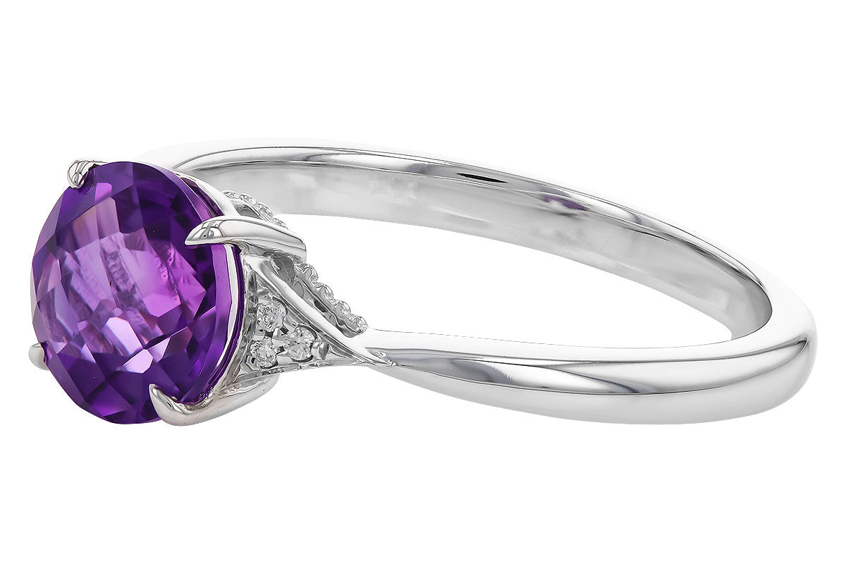 Allison Kaufman Amethyst & Diamond Ring in 14K White Gold, 1.30 ctw, alternate view
