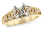 Allison Kaufman Diamond Engagement Ring Semi-Mount in 14K Yellow Gold, 0.16 ctw (L7580)