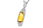 Allison Kaufman Citrine & Diamond Necklace in 14K White Gold, 1.70 ctw, alternate view