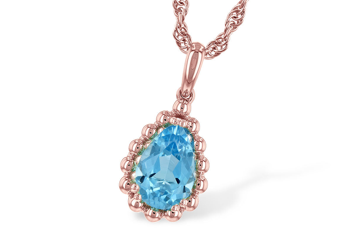 Allison Kaufman Blue Topaz Necklace in 14K Rose Gold, 1.55 ctw