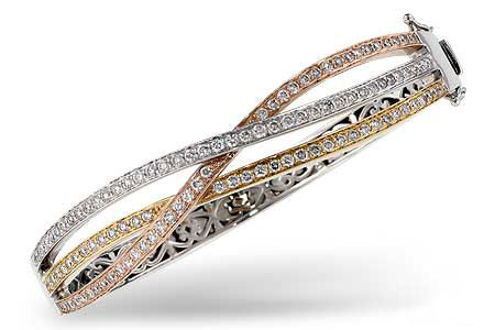 Allison Kaufman Diamond Bangle Bracelet in 14K Yellow & White Gold, 2.00 ctw