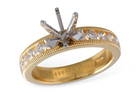 Allison Kaufman Diamond Engagement Ring Semi-Mount in 14K Yellow Gold, 0.83 ctw