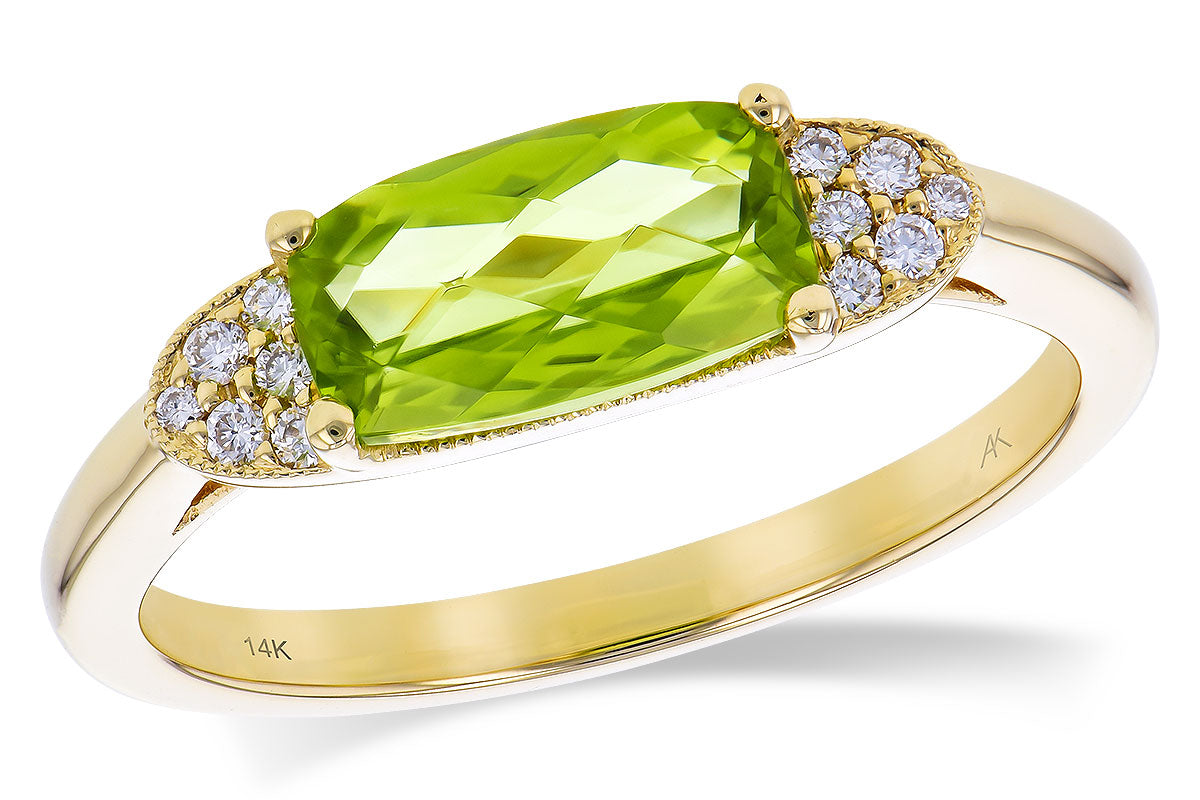 Allison Kaufman Peridot & Diamond Ring in 14K Yellow Gold, 1.40 ctw