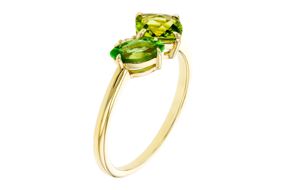 Allison Kaufman Peridot, Tsavorite & Diamond Ring in 14K Yellow Gold, 1.32 ctw, alternate view