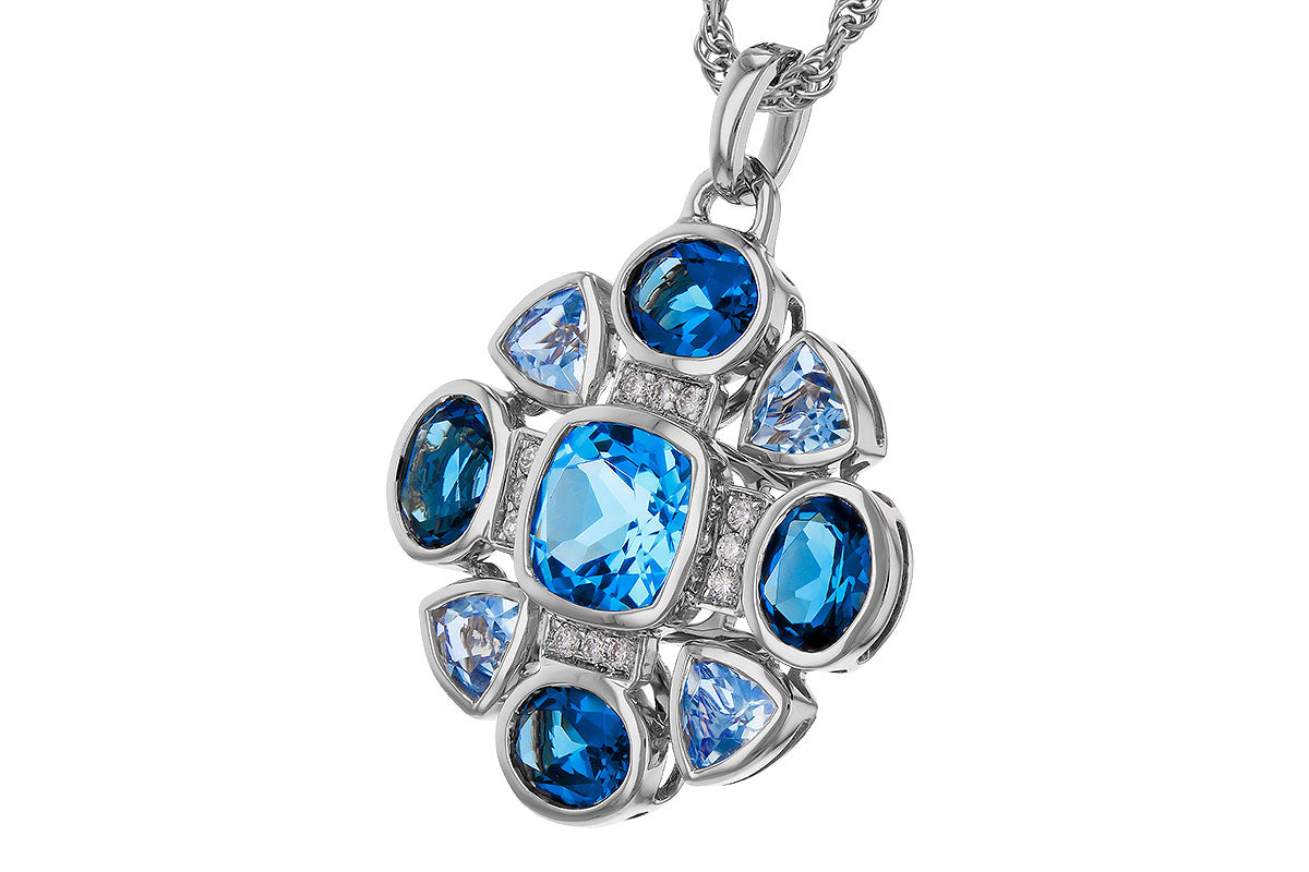 Allison Kaufman Blue Topaz & Diamond Necklace in 14K White Gold, 3.25 ctw, alternate view