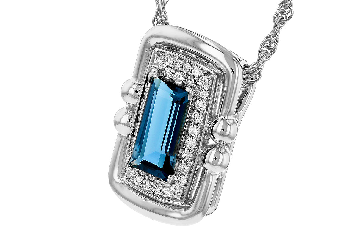 Allison Kaufman London Blue Topaz & Diamond Necklace in 14K White Gold, 0.96 ctw, alternate view