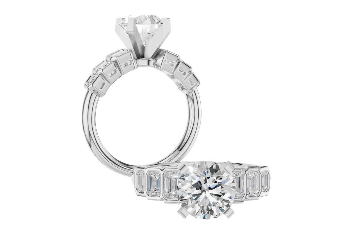 Allison Kaufman Fancy-Cut Diamond Engagement Ring Semi-Mount in 14K White Gold, 0.92 ctw, alternate view