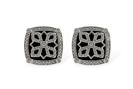 Allison Kaufman Onyx & Diamond Earrings in 14K White Gold, 0.40 ctw