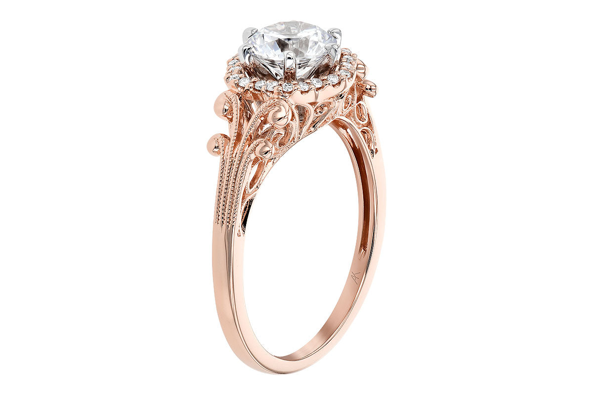Allison Kaufman Diamond Engagement Ring Semi-Mount in 14K Rose Gold, 0.09 ctw, alternate view