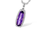 Allison Kaufman Amethyst & Diamond Necklace in 14K White Gold, 1.46 ctw