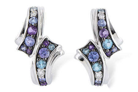 Allison Kaufman Multi-Gemstone & Diamond Earrings in 14K White Gold, 1.15 ctw