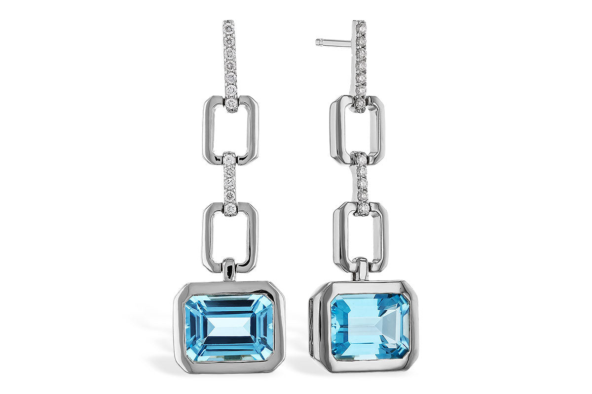 Allison Kaufman Blue Topaz & Diamond Earrings in 14K White Gold, 3.32 ctw