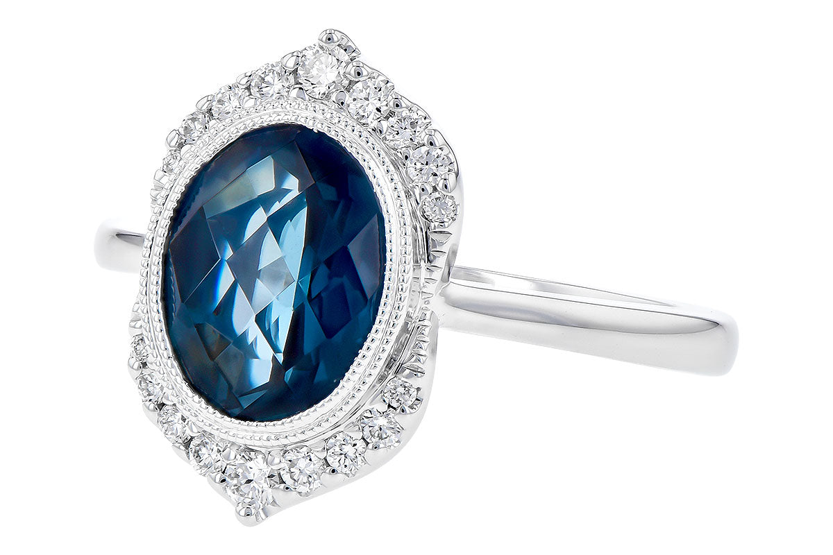Allison Kaufman London Blue Topaz & Diamond Ring in 14K White Gold, 2.00 ctw, alternate view