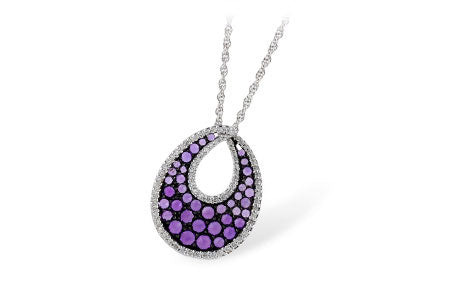 Allison Kaufman Amethyst & Diamond Necklace in 14K White Gold, 1.06 ctw