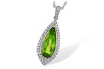 Allison Kaufman Peridot & Diamond Necklace in 14K White Gold, 2.15 ctw