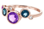 Allison Kaufman Amethyst, Blue Topaz & Diamond Ring in 14K Rose Gold, 1.38 ctw, alternate view