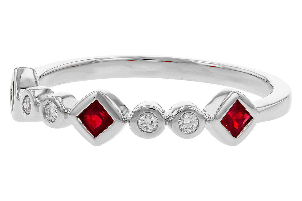 Allison Kaufman Ruby & Diamond Wedding Band in 14K White Gold, 0.27 ctw, alternate view