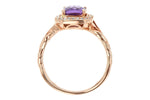 Allison Kaufman Amethyst & Diamond Ring in 14K Rose Gold, 1.53 ctw, alternate view