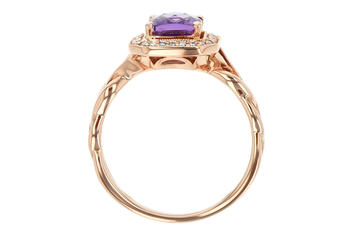 Allison Kaufman Amethyst & Diamond Ring in 14K Rose Gold, 1.53 ctw, alternate view