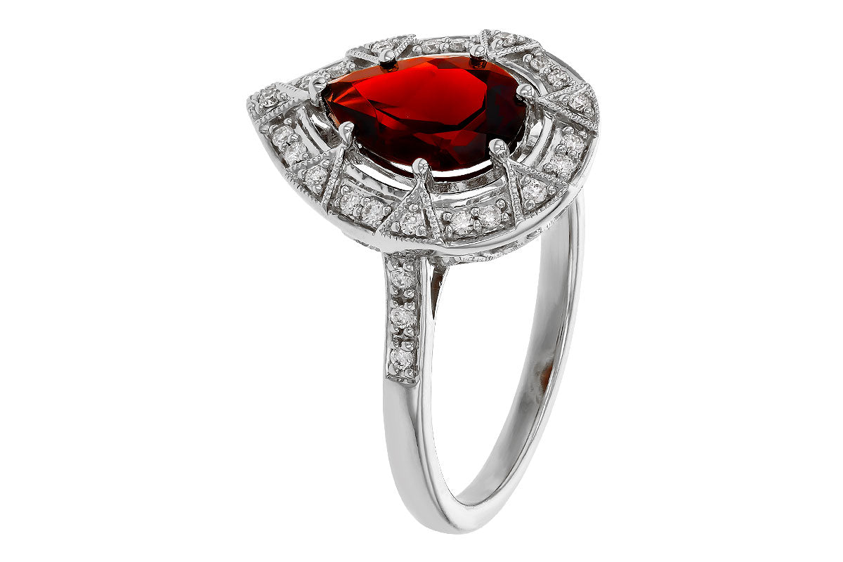 Allison Kaufman Garnet & Diamond Ring in 14K White Gold, 1.98 ctw, alternate view
