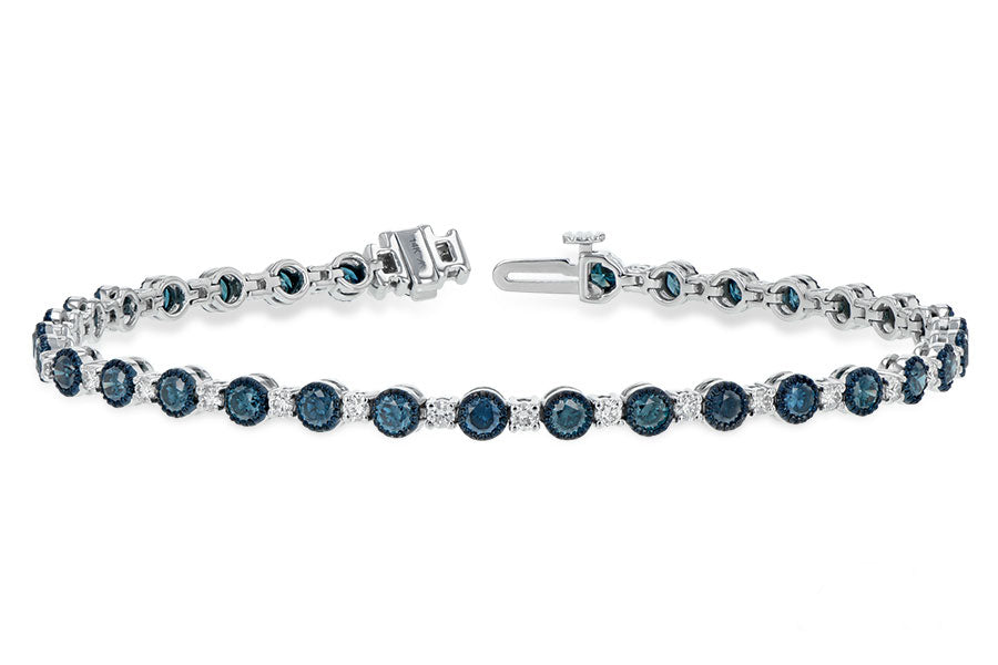 Allison Kaufman Blue Diamond Bracelet in 14K White Gold, 3.17 ctw