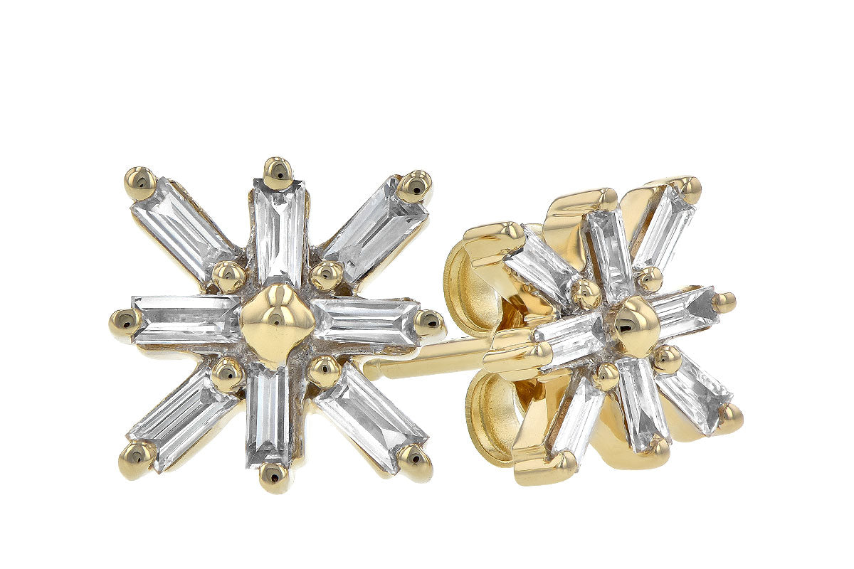 Allison Kaufman Baguette Diamond Earrings in 14K Yellow Gold, 0.22 ctw, alternate view