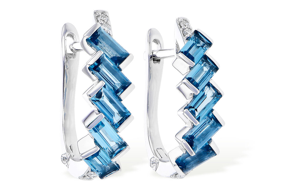 Allison Kaufman London Blue Topaz & Diamond Earrings in 14K White Gold, 1.50 ctw