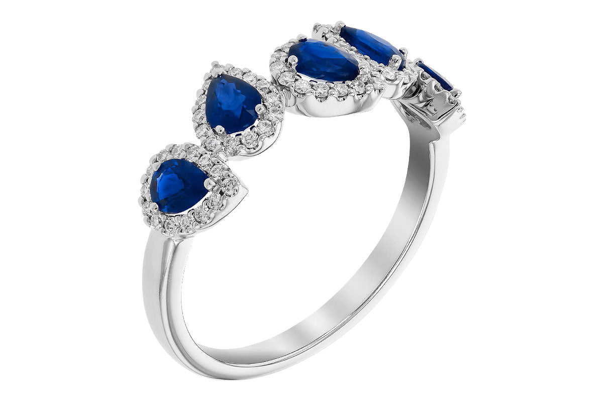 Allison Kaufman Sapphire & Diamond Ring in 14K White Gold, 1.19 ctw, alternate view