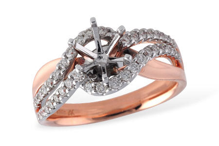 Allison Kaufman Diamond Engagement Ring Semi-Mount in 14K Rose Gold, 0.49 ctw