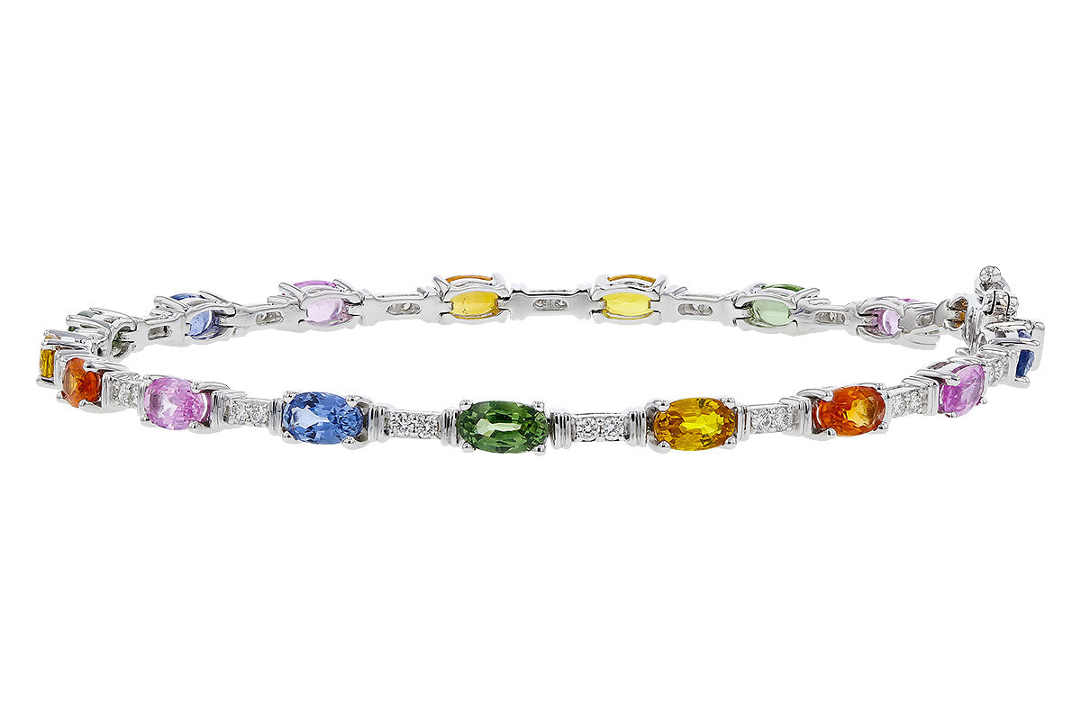 Allison Kaufman Sapphire & Diamond Bracelet in 14K White Gold, 5.08 ctw