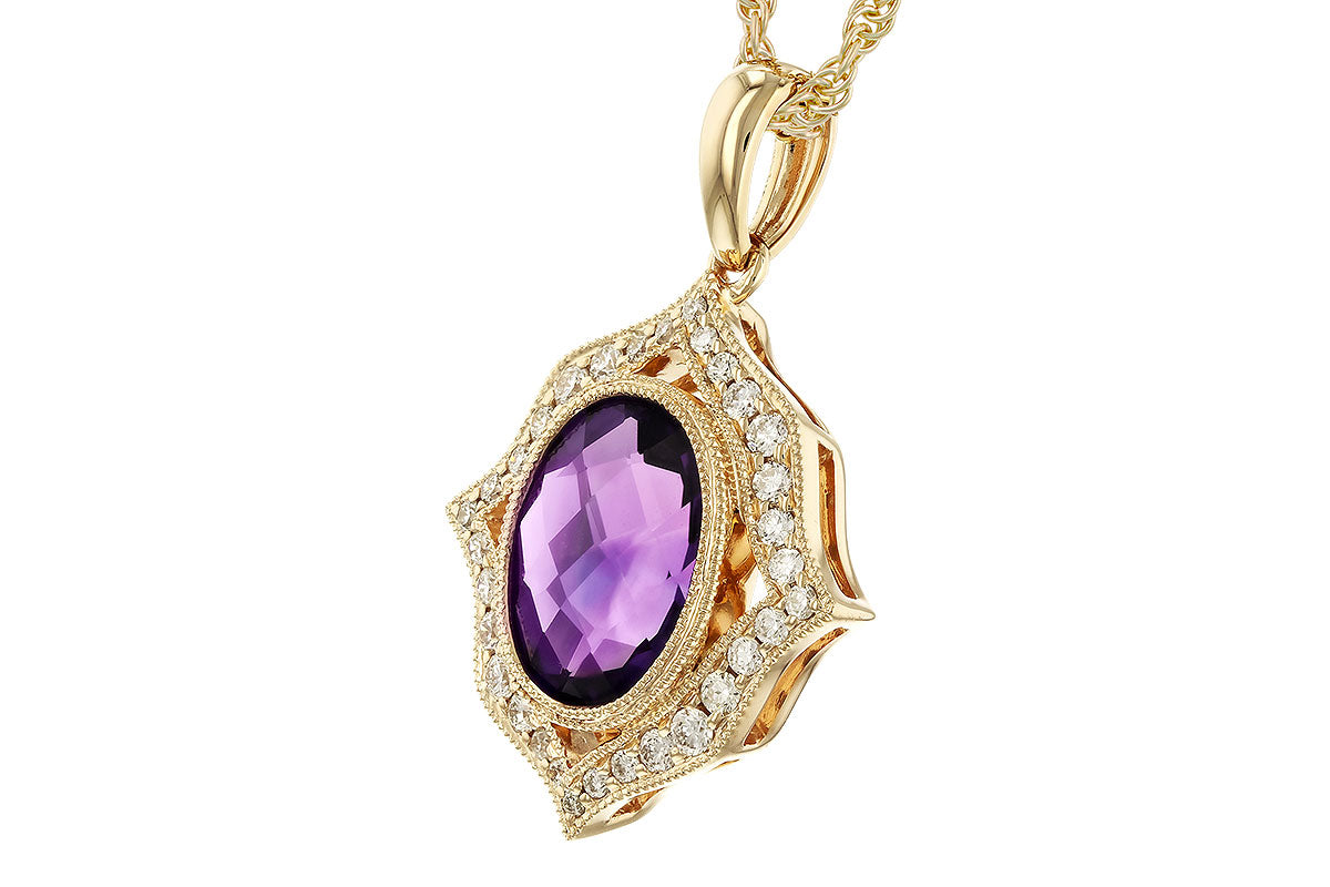 Allison Kaufman Amethyst & Diamond Necklace in 14K Yellow Gold, 1.70 ctw (N8483), alternate view