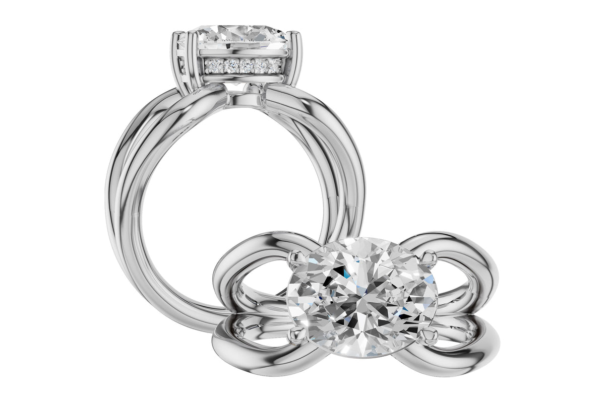Allison Kaufman Diamond Engagement Ring Semi-Mount in 14K White Gold, 0.08 ctw (L7929), alternate view