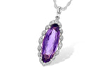 Allison Kaufman Amethyst & Diamond Necklace in 14K White Gold, 3.74 ctw