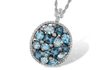 Allison Kaufman Blue Topaz & Diamond Necklace in 14K White Gold, 3.41 ctw