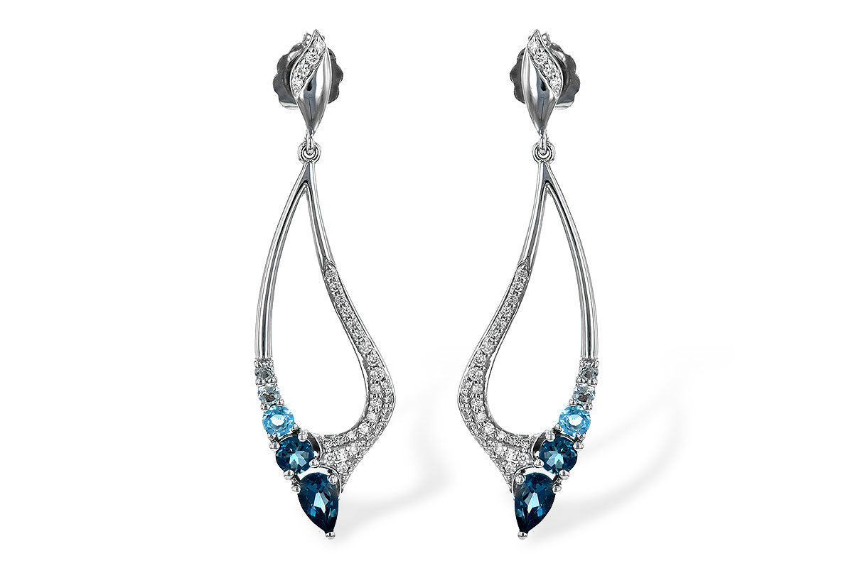 Allison Kaufman Blue Topaz & Diamond Earrings in 14K White Gold, 1.25 ctw