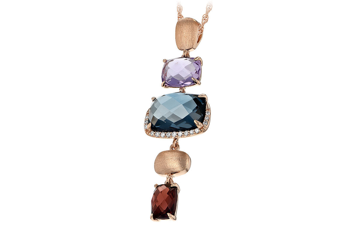 Allison Kaufman Multi-Gemstone & Diamond Necklace in 14K Rose Gold, 6.57 ctw, alternate view