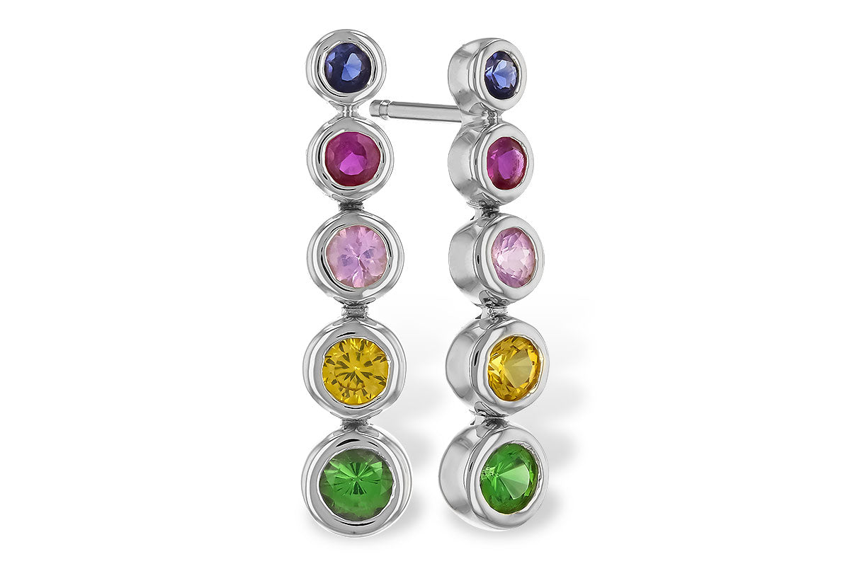 Allison Kaufman Multi-Gemstone Earrings in 14K White Gold, 0.60 ctw
