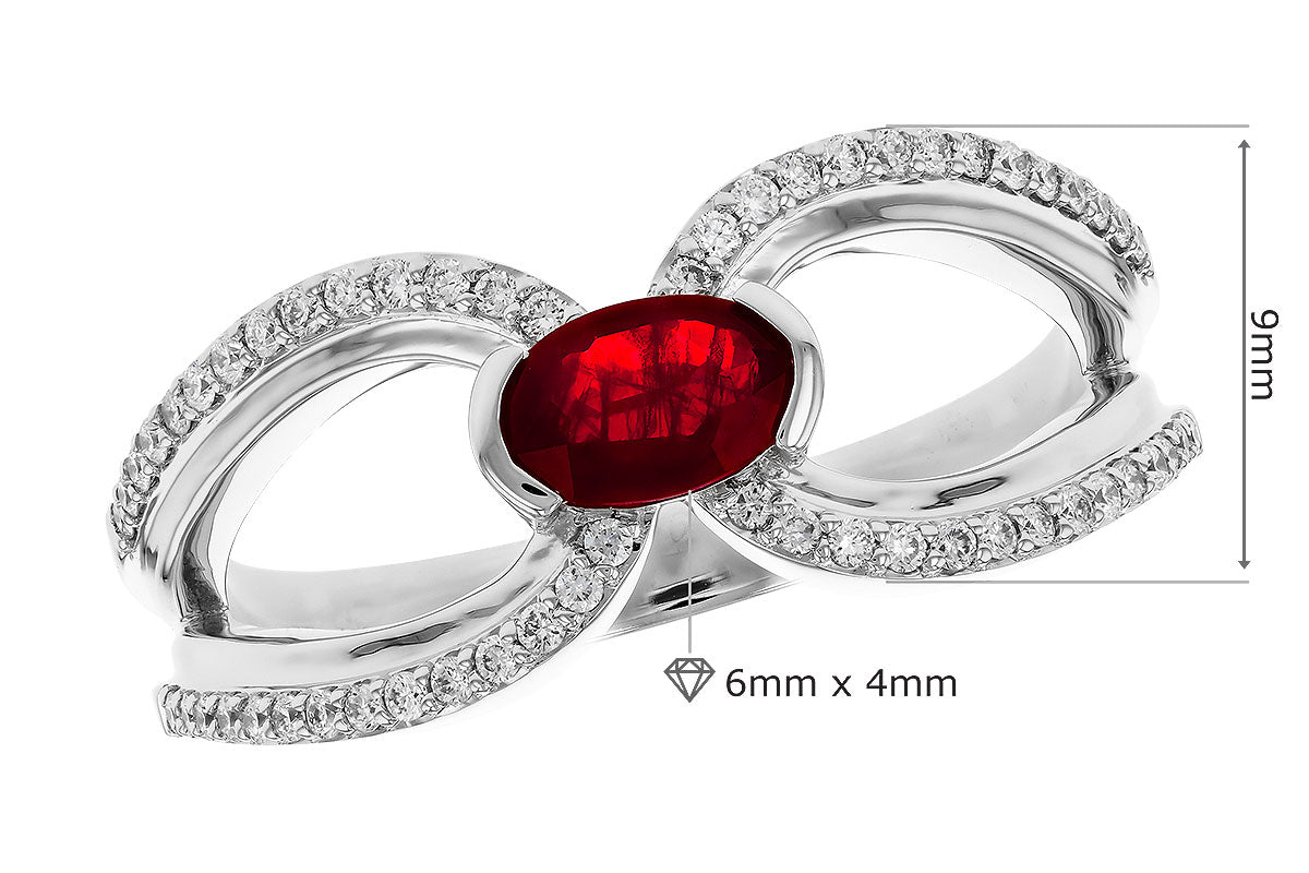 Allison Kaufman Ruby & Diamond Ring in 14K White Gold, 0.67 ctw, alternate view
