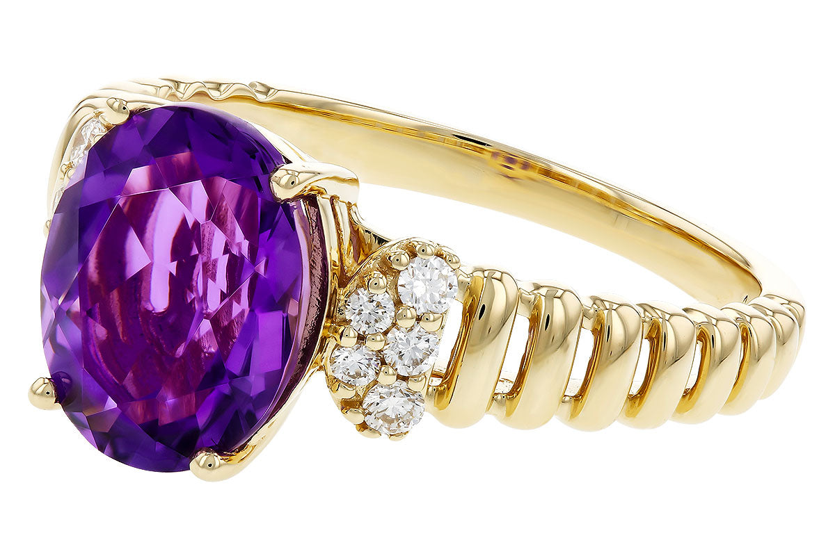 Allison Kaufman Amethyst & Diamond Ring in 14K Yellow Gold, 2.26 ctw, alternate view