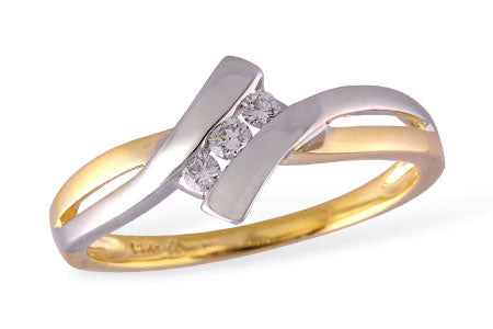 Allison Kaufman Diamond Ring in 14K Yellow & White Gold, 0.09 ctw