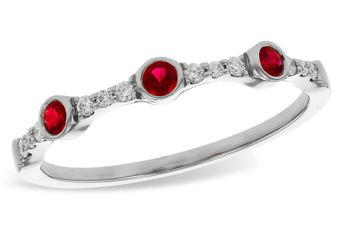 Allison Kaufman Ruby & Diamond Wedding Band in 14K White Gold, 0.24 ctw (W2627)