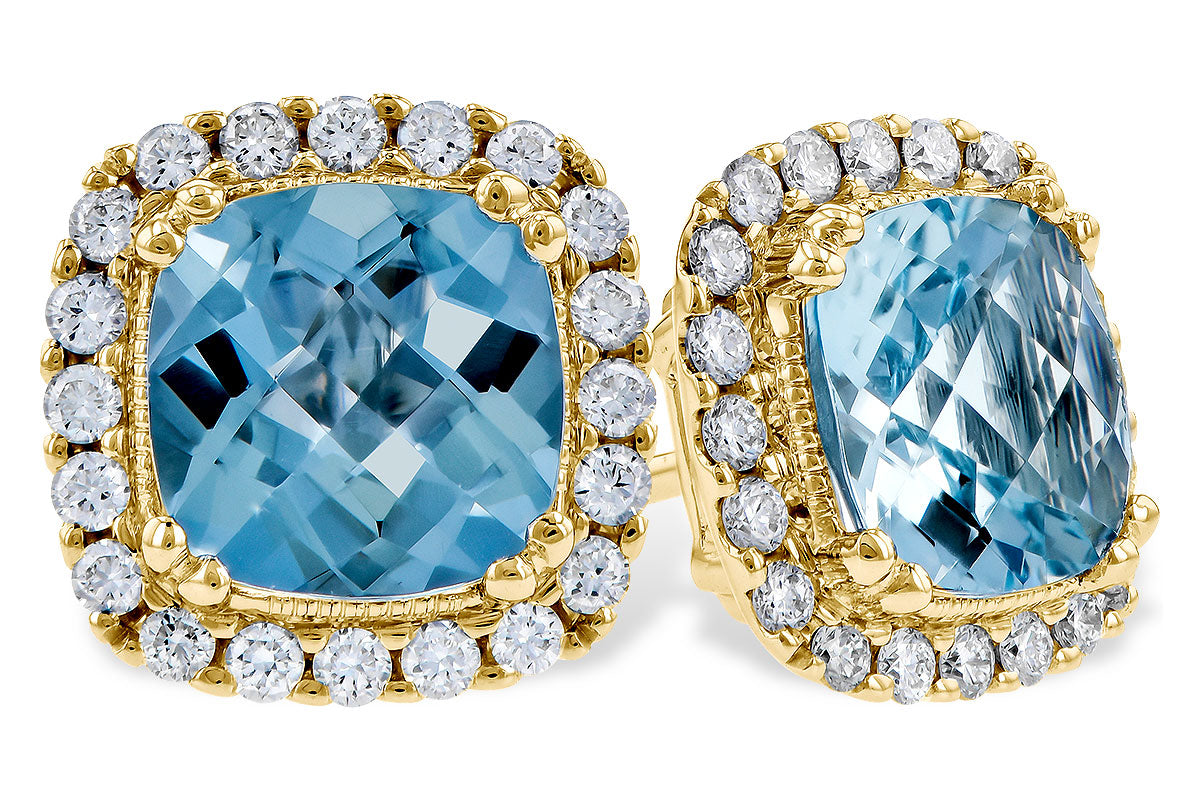 Allison Kaufman Aquamarine & Diamond Earrings in 14K Yellow Gold, 1.78 ctw