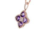 Allison Kaufman Amethyst & Diamond Necklace in 14K Rose Gold, 2.28 ctw, alternate view