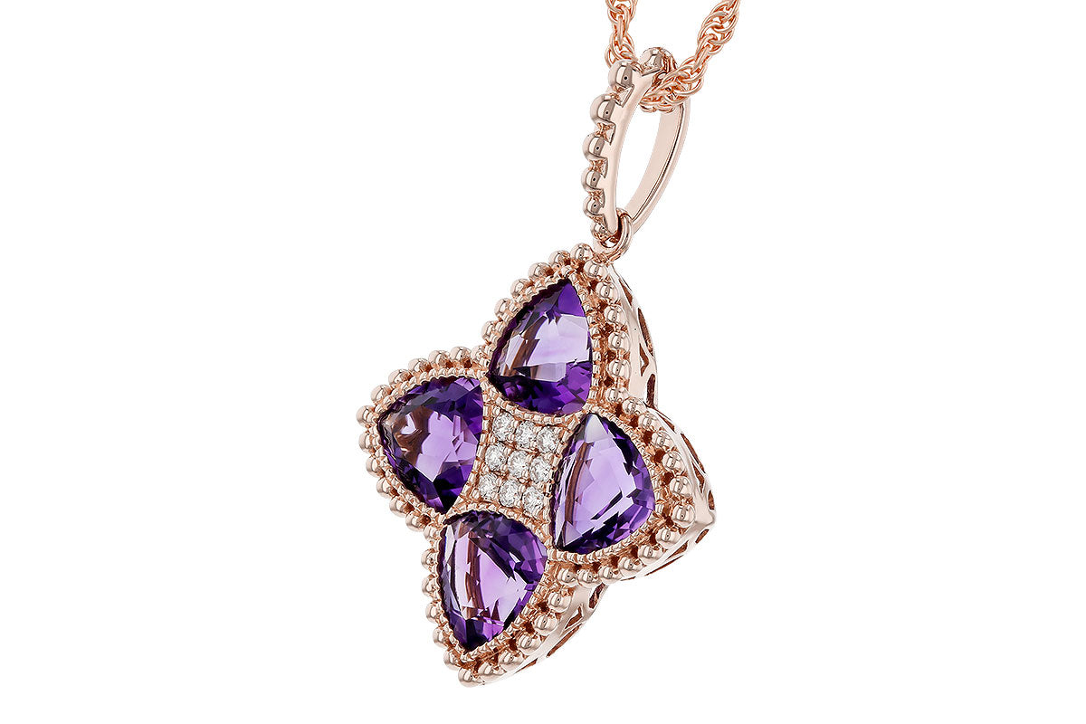 Allison Kaufman Amethyst & Diamond Necklace in 14K Rose Gold, 2.28 ctw, alternate view