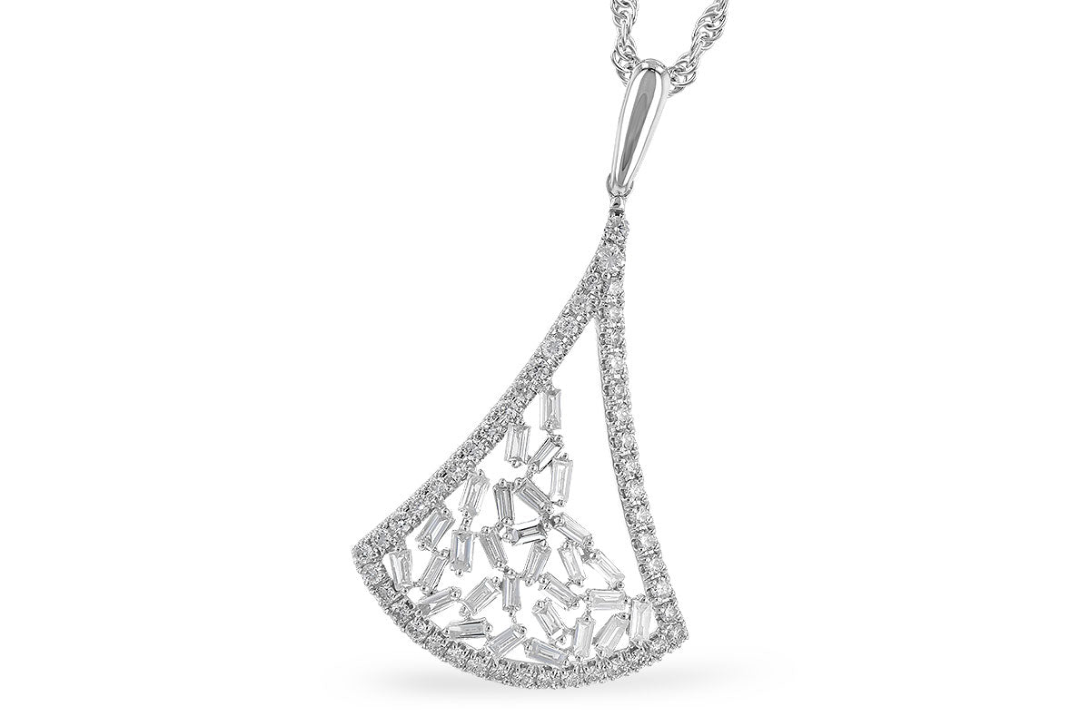 Allison Kaufman Baguette Diamond Necklace in 14K White Gold, 0.50 ctw