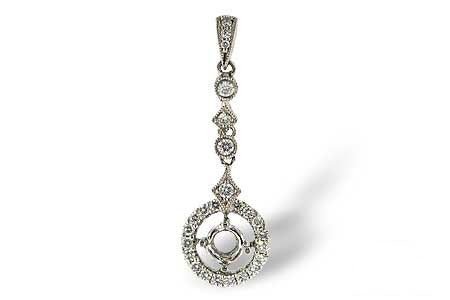 Allison Kaufman Diamond Pendant Semi-Mount in 14K White Gold, 0.27 ctw