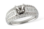 Allison Kaufman Baguette Diamond Engagement Ring Semi-Mount in 14K White Gold, 0.61 ctw