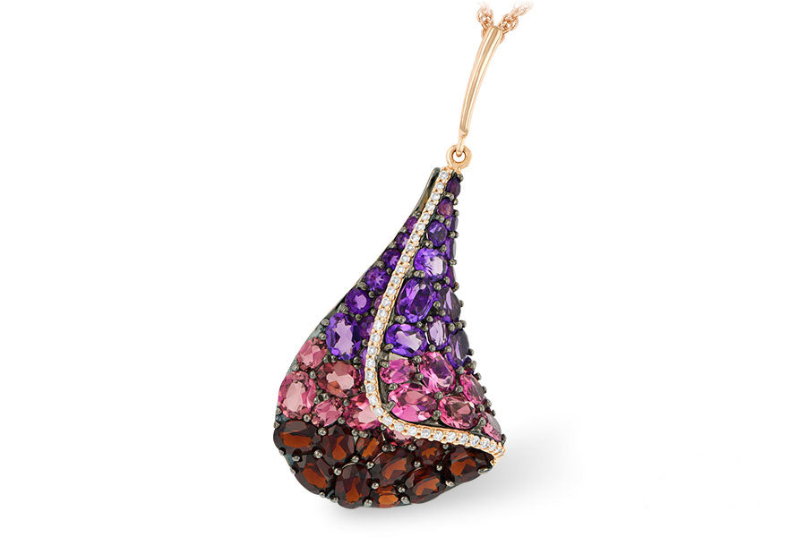 Allison Kaufman Multi-Gemstone & Diamond Necklace in 14K Rose Gold, 4.18 ctw